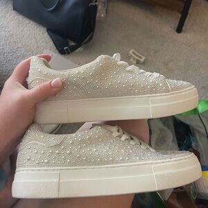 Betsey Johnson Cream and White Chunky Sneakers